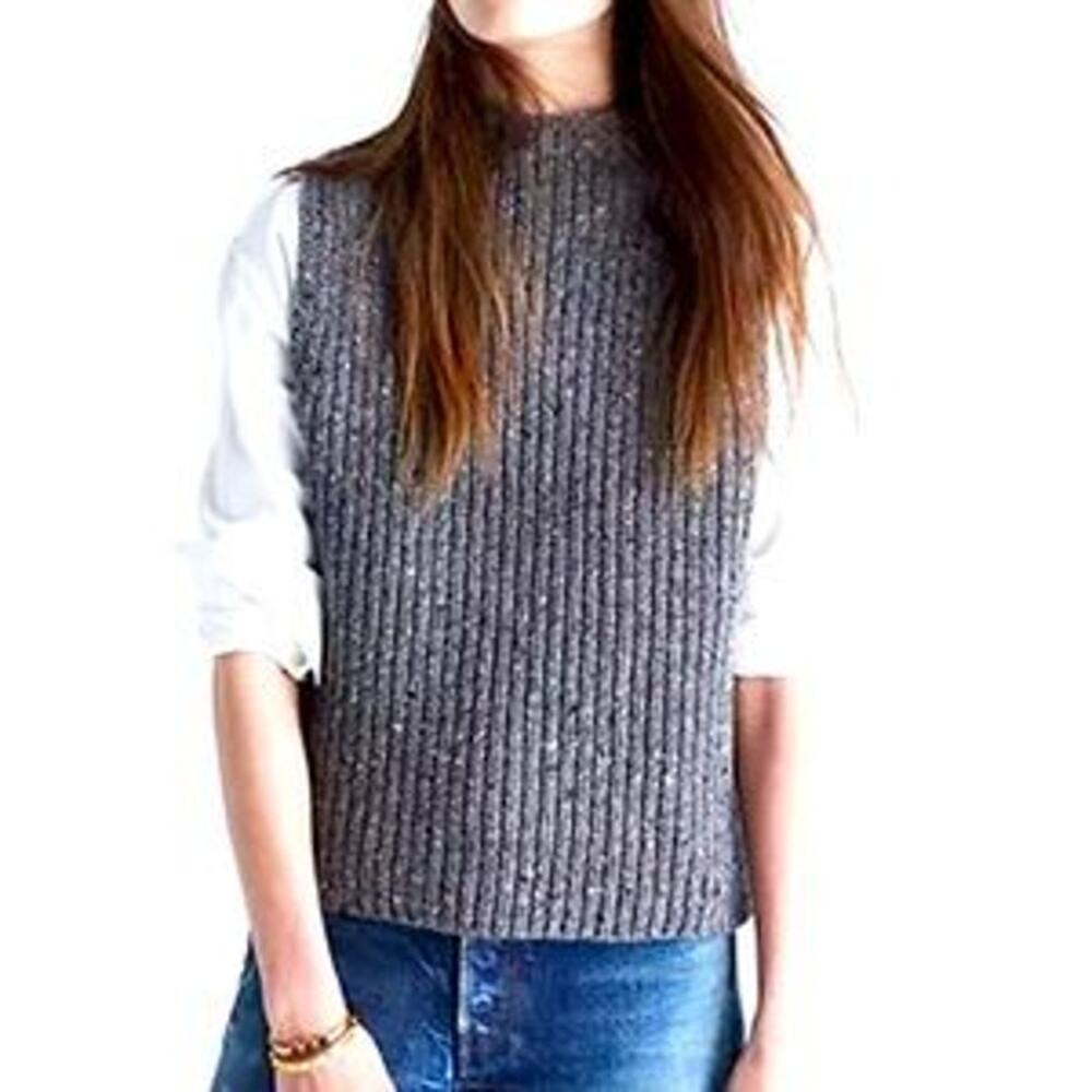NWT Madewell Landward Sleeveless Sweater Wool Chunky Ribbed Donegal Women XS